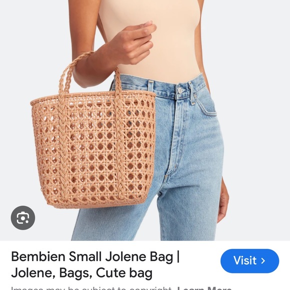 NWT Bembien small Jolene tote bag woven plastic purse white pearl - Picture 6 of 6